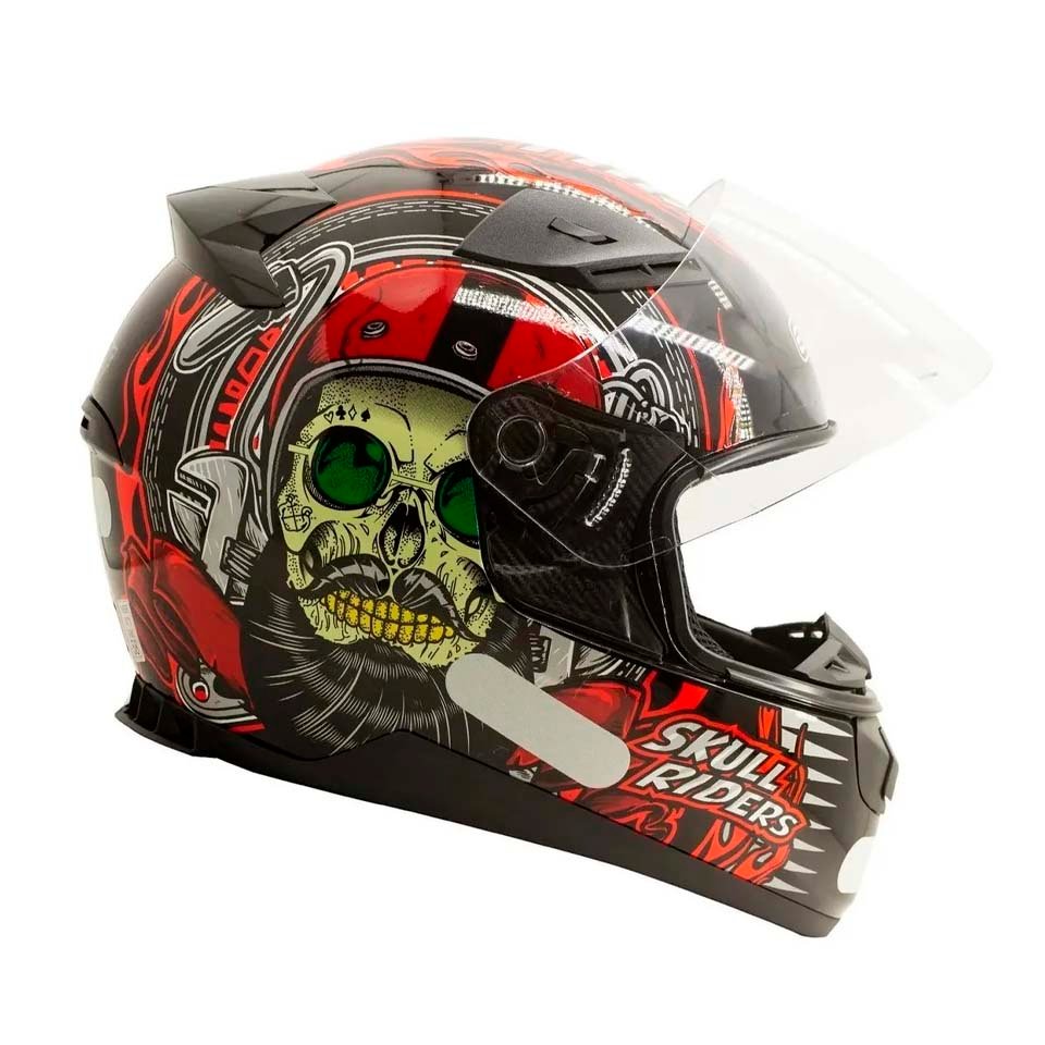 Capacete EBF E0X Skull Preto Vermelho Capacete EBF E0X Skull Preto Vermelho