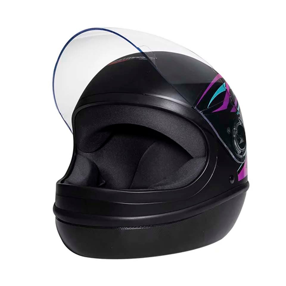 Capacete Taurus Fórmula 1 Storm Preto Fosco Rosa Capacete Taurus Fórmula 1 Storm Preto Fosco Rosa