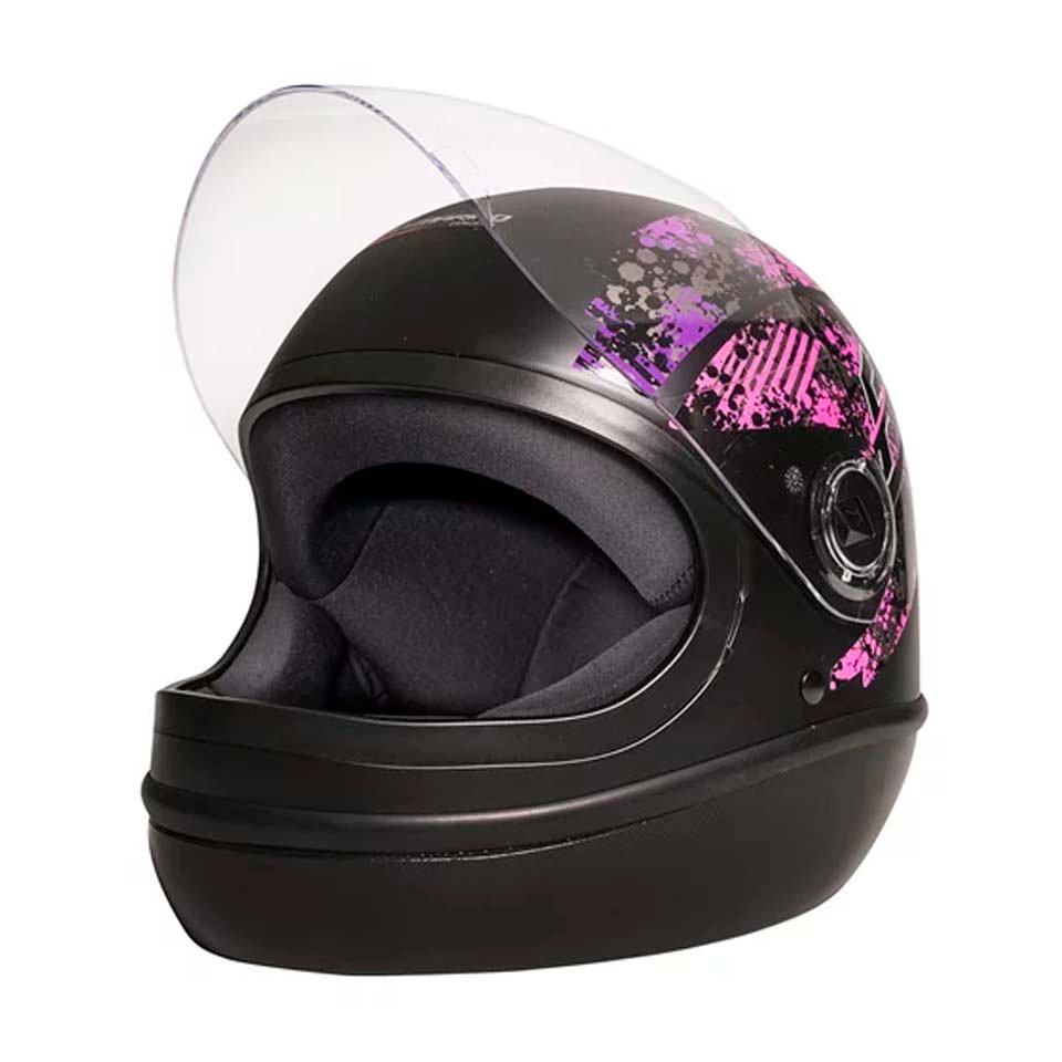 Capacete Taurus Fórmula 1 Brake Preto Fosco Rosa Capacete Taurus Fórmula 1 Brake Preto Fosco Rosa